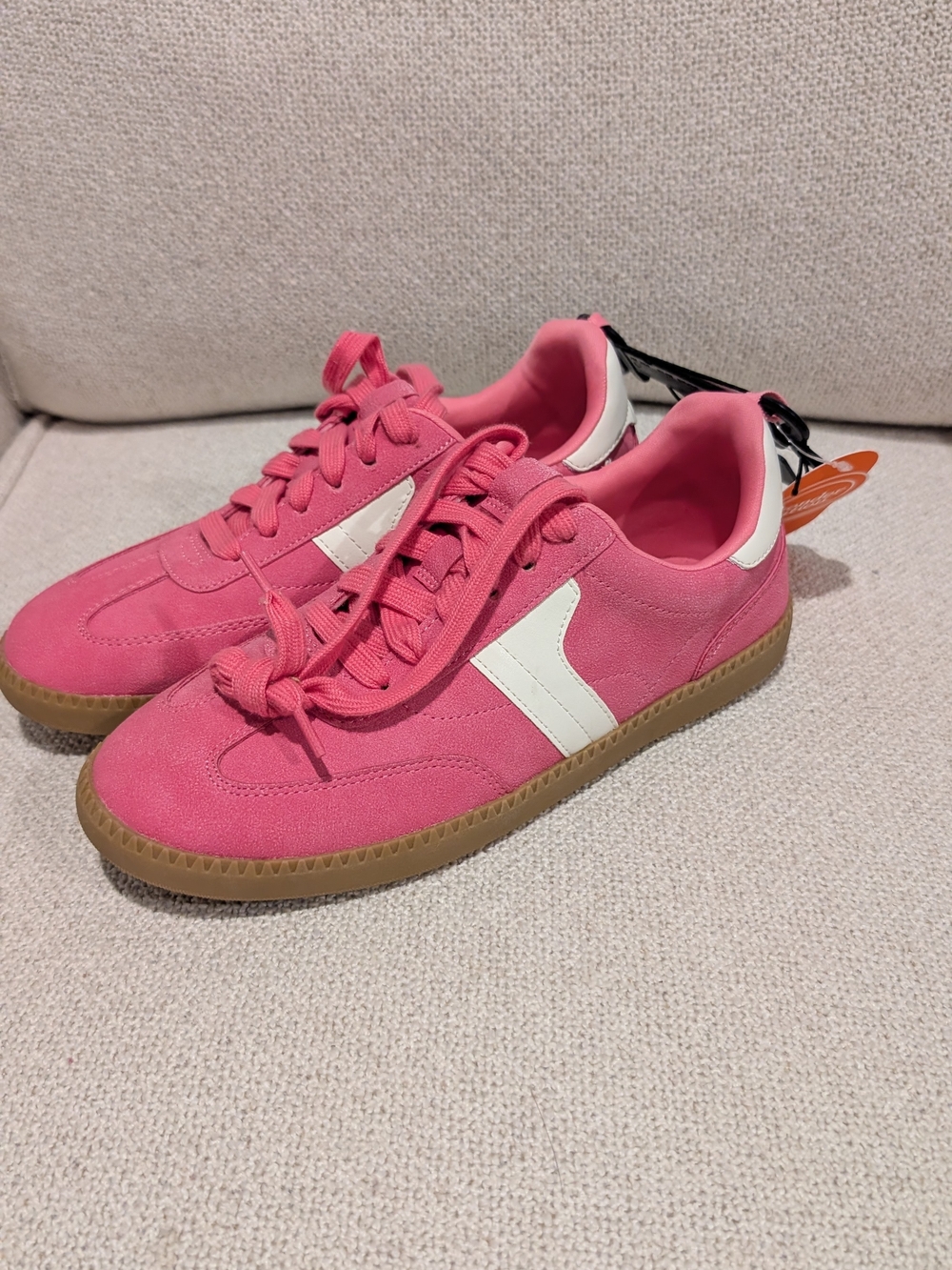 wonder nation Pink Suede Sneakers with White Stripe